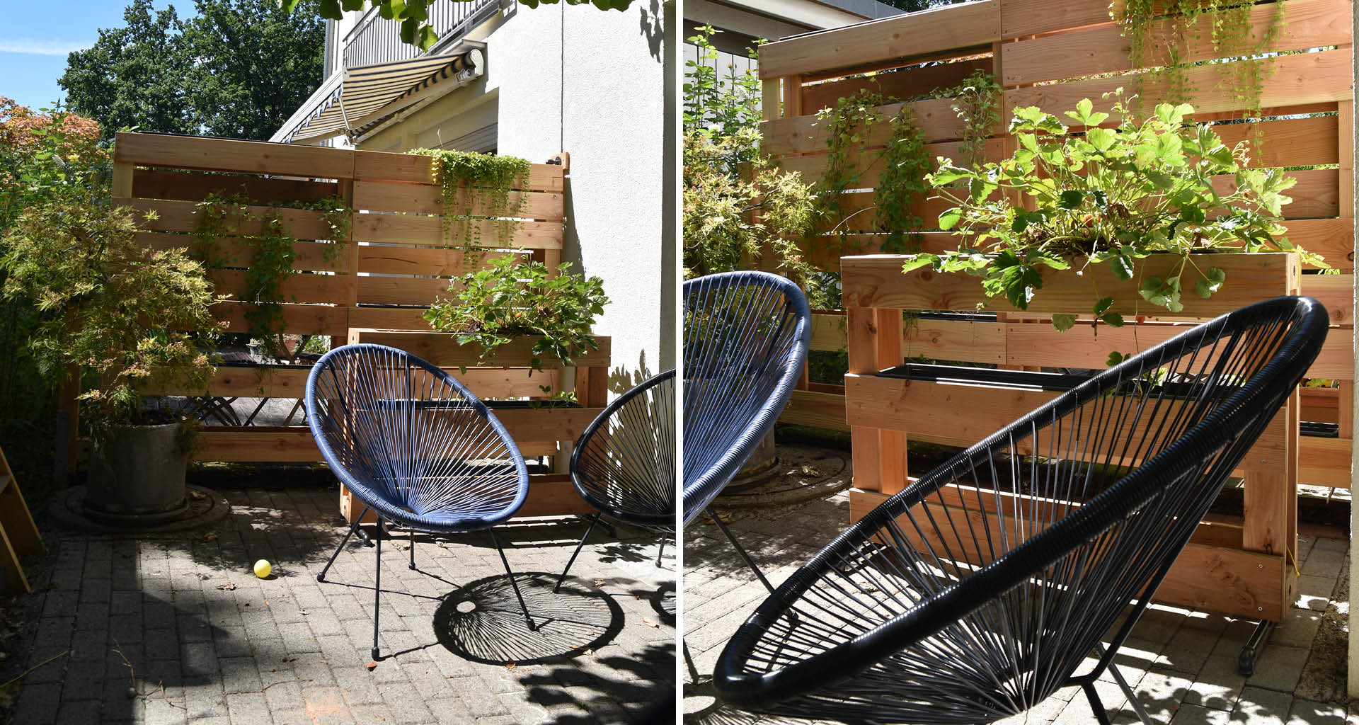 Sichtschutz Doppelhaus mit Pflanzgestell