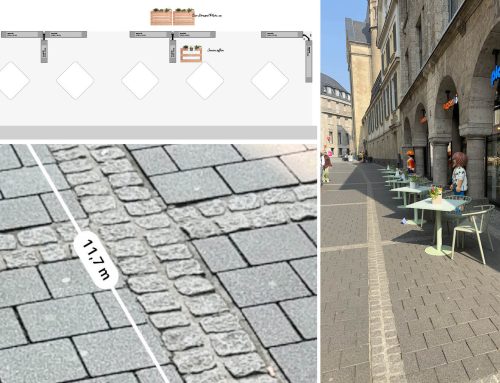 Café in Bonn – Sichtschutz für die Sitzplätze vor dem Restaurant