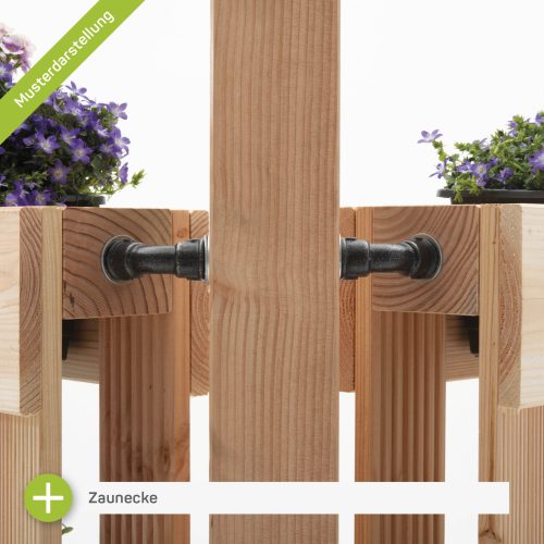 Zaun - Vertikalgarten - Holzzaun aus Douglasienholz - Sichtschutz aus Holz Ecke mit Pfosten
