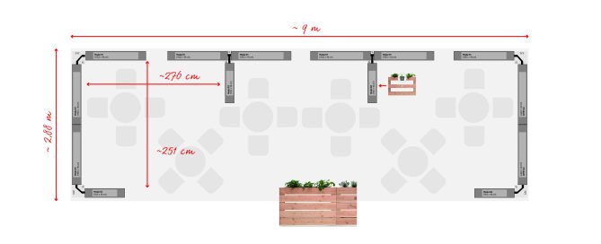 Beispiel 3 - Planen mit +PAL - Terrassenaustattung und Raumtrennen für die Gastronomie