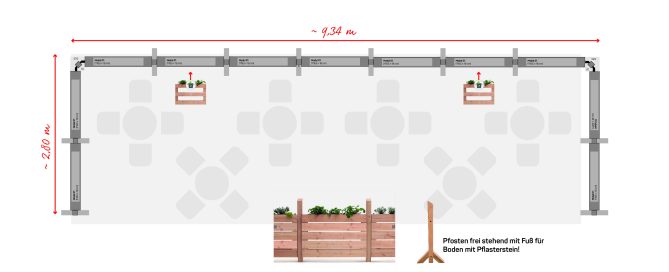 Beispiel 2 - Planen mit +PAL - Terrassenaustattung und Raumtrennen für die Gastronomie