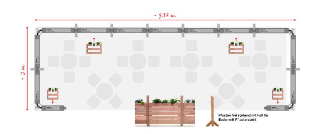 Beispiel 1 - Planen mit +PAL - Terrassenaustattung und Raumtrennen für die Gastronomie